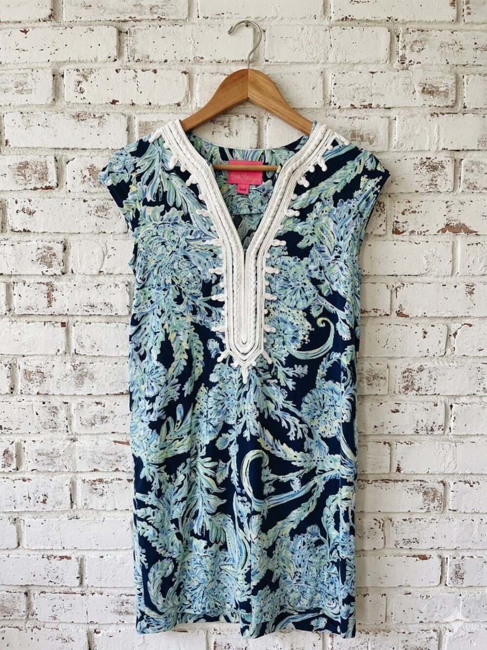 Lilly Pulitzer Soutache Tunic Dress Cotton S Good Blue Preppy Grandmillennial
